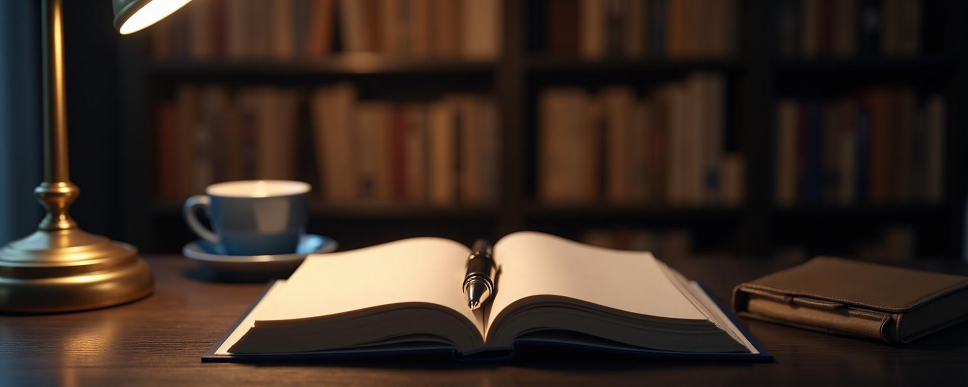 Open legal journal with fountain pen
