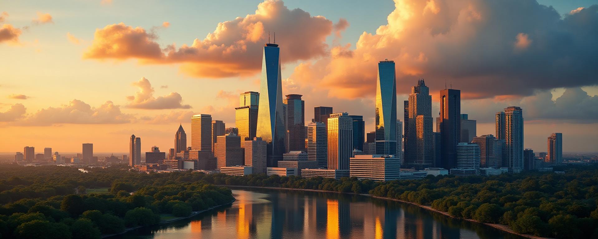 Houston skyline at golden hour
