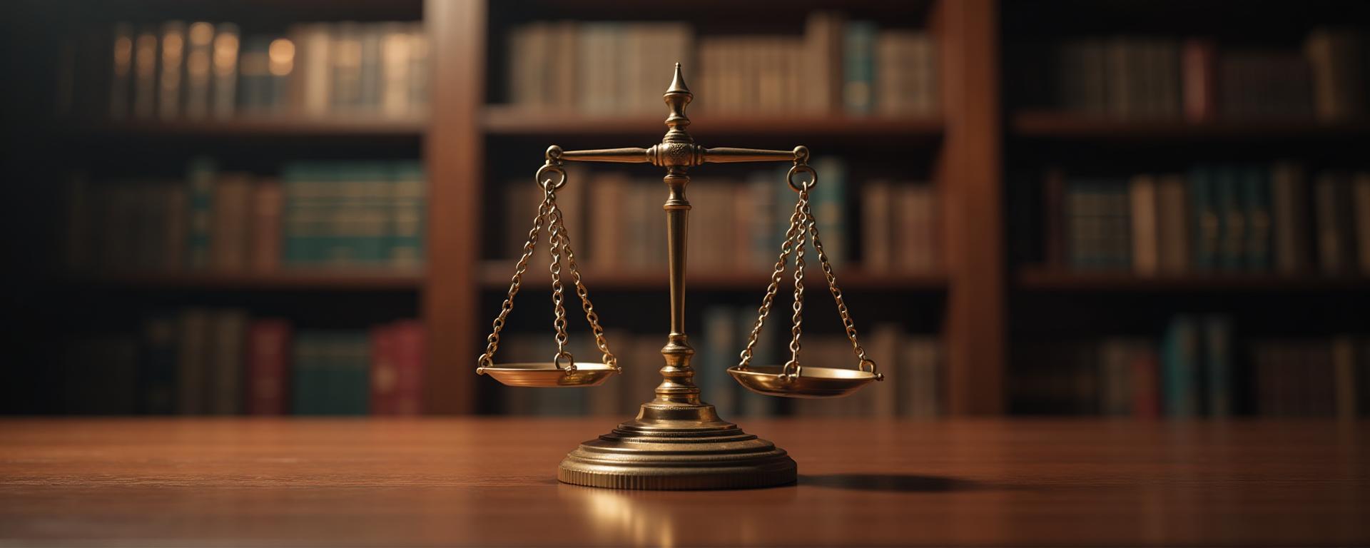 Scales of justice in law library